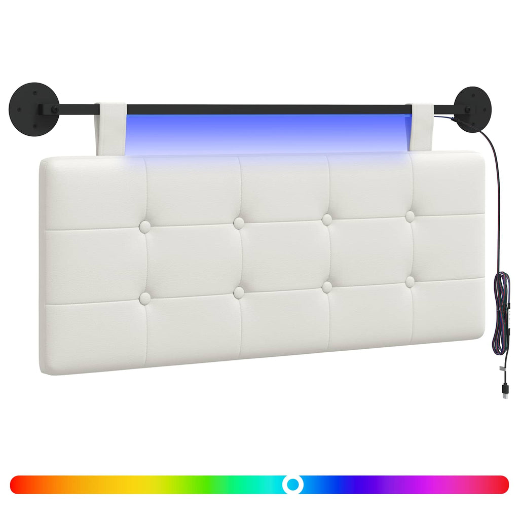 Hängendes Kopfteil Mit LED Licht Weiß Kunstleder