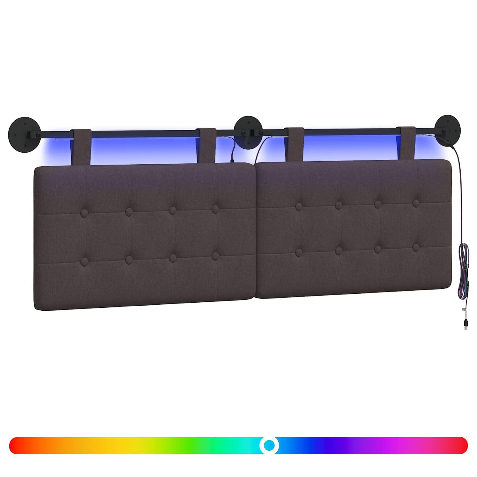 Hängendes Kopfteil Mit LED Licht Dunkelbraun Stoff