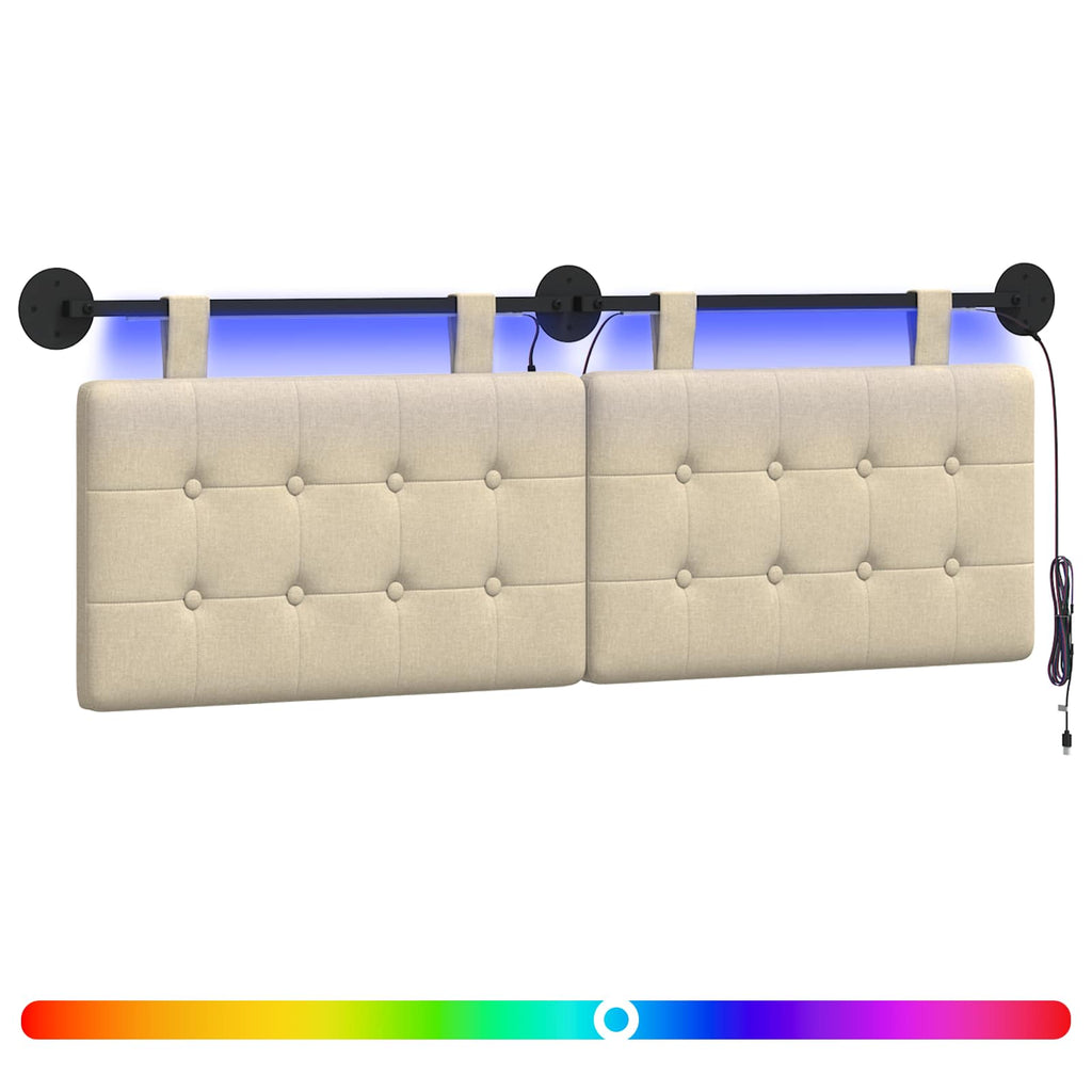 Hängendes Kopfteil Mit LED Licht Creme Stoff