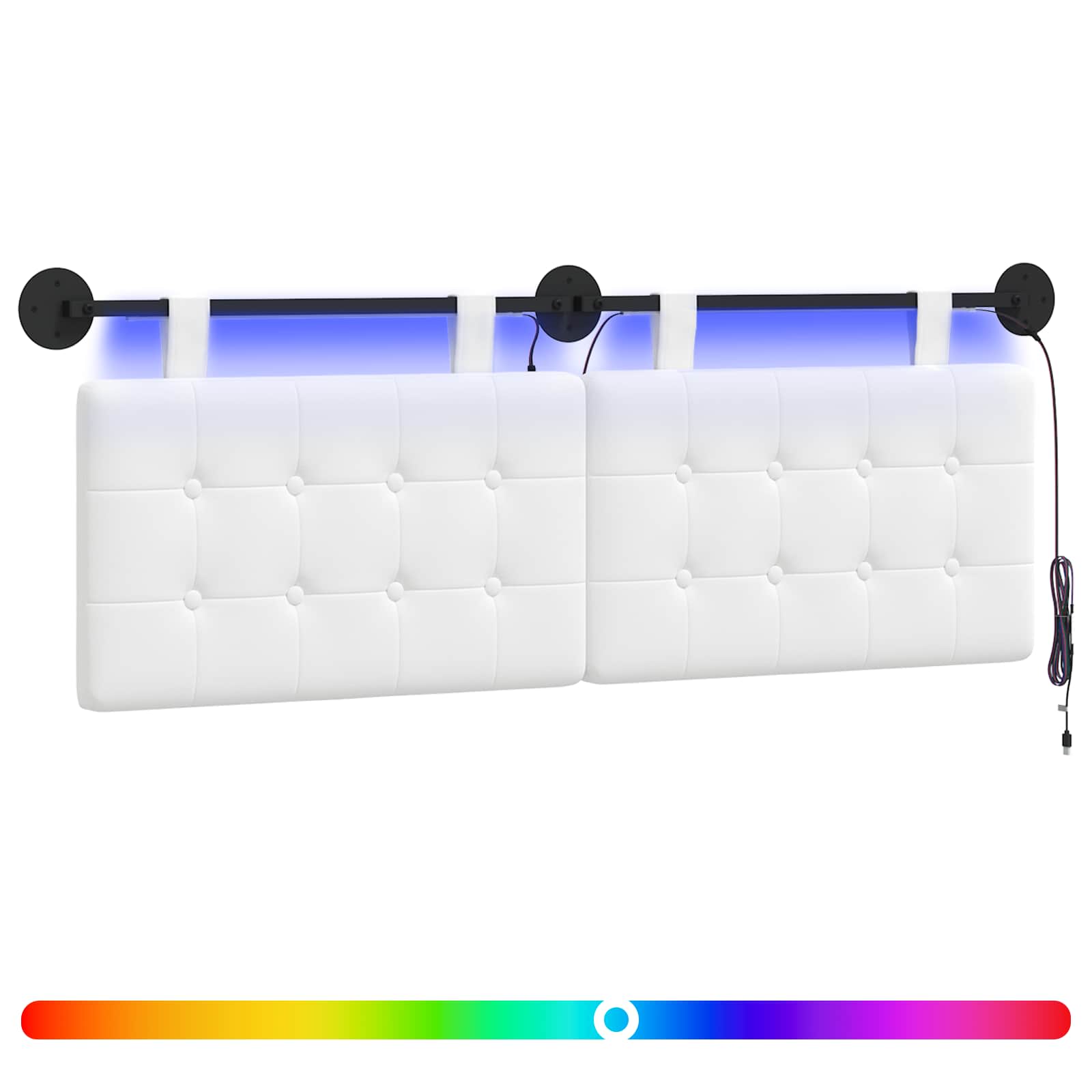 Hängendes Kopfteil Mit LED Licht Weiß Stoff
