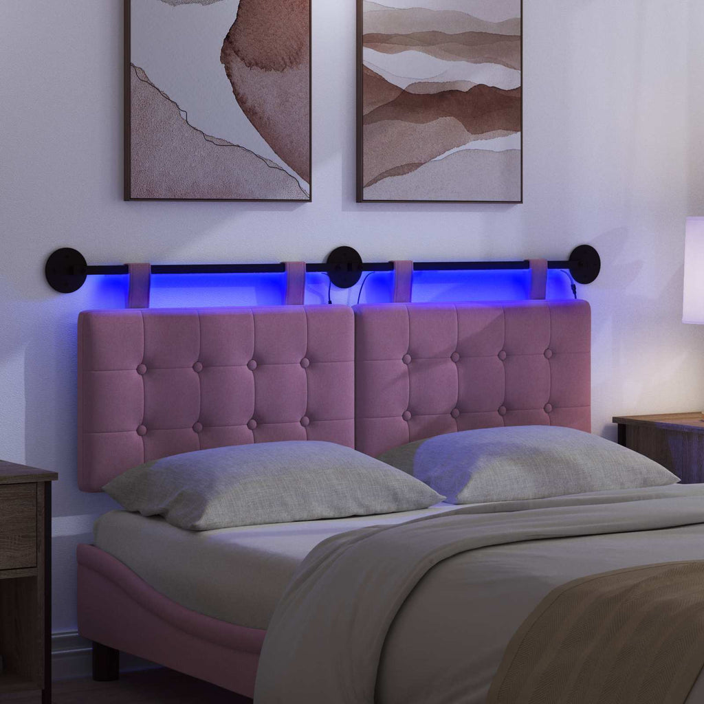 Hängendes Kopfteil Mit LED Licht Rosa Stoff