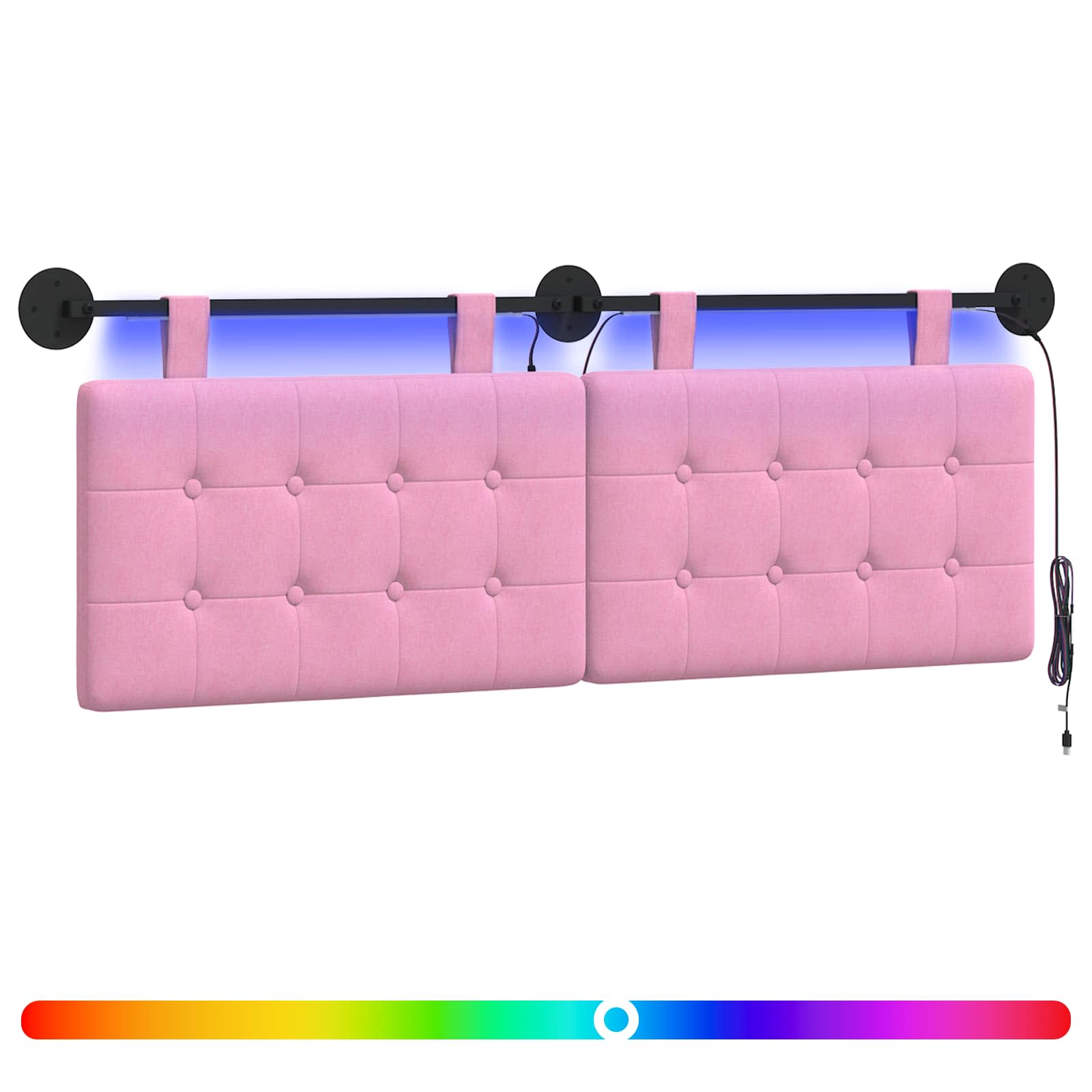 Hängendes Kopfteil Mit LED Licht Rosa Stoff