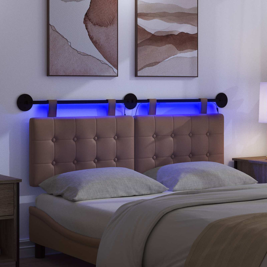 Hängendes Kopfteil Mit LED Licht Cappuccino Kunstleder