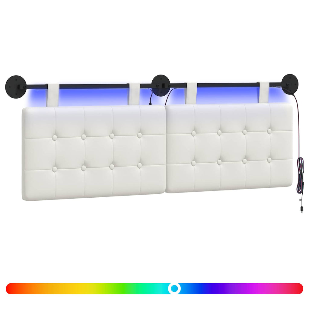 Hängendes Kopfteil Mit LED Licht Weiß Kunstleder