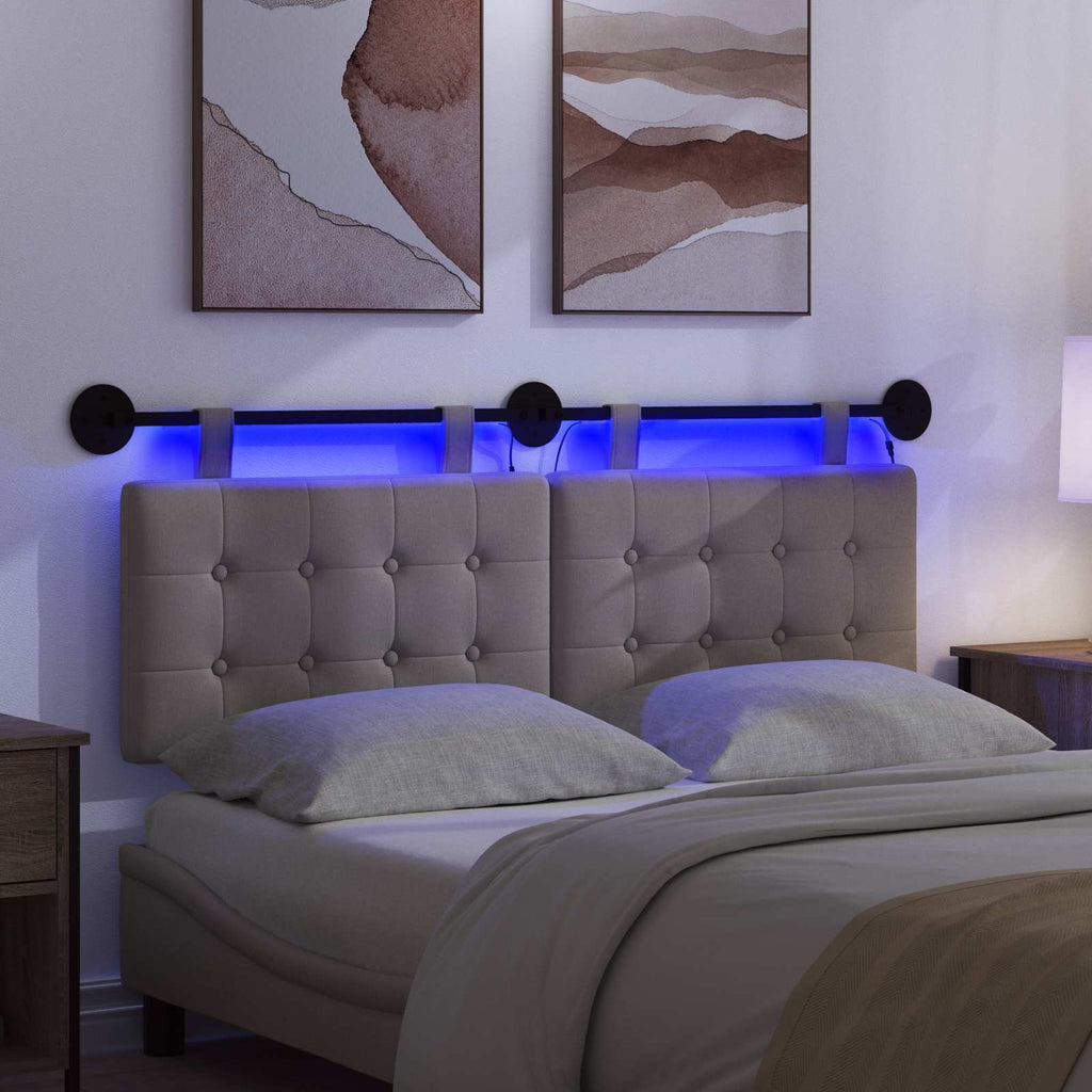 Hängendes Kopfteil Mit LED Licht Taupe Stoff