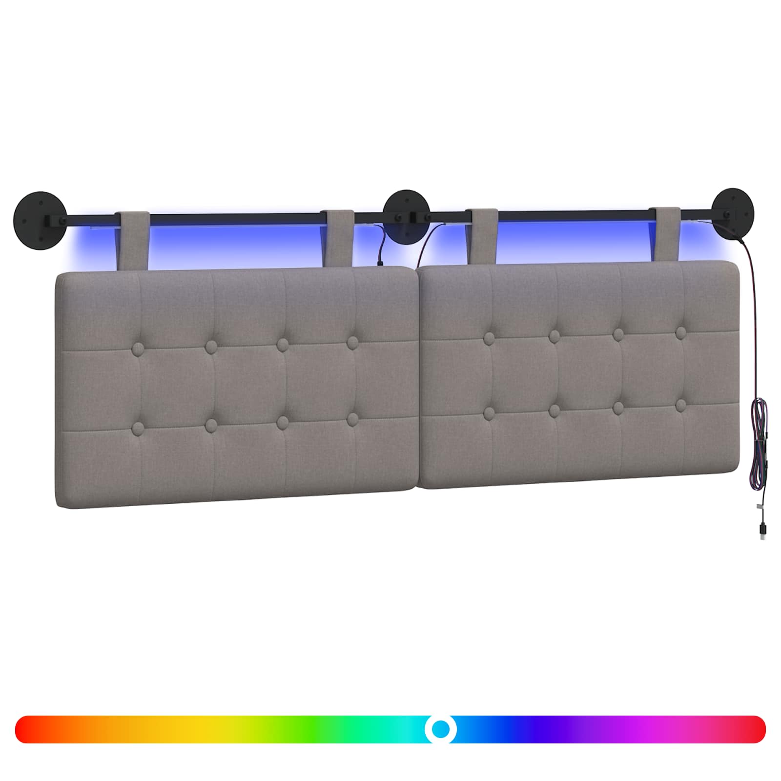Hängendes Kopfteil Mit LED Licht Taupe Stoff