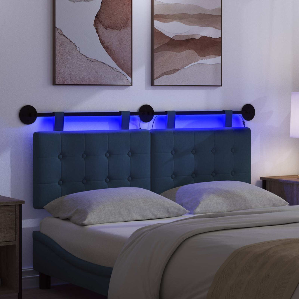 Hängendes Kopfteil Mit LED Licht Blau Stoff