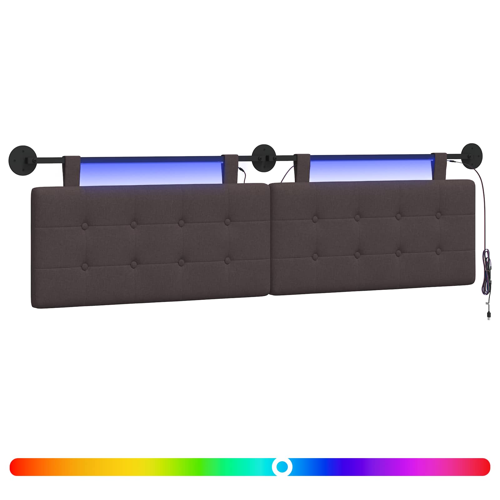 Hängendes Kopfteil Mit LED Licht Dunkelbraun Stoff