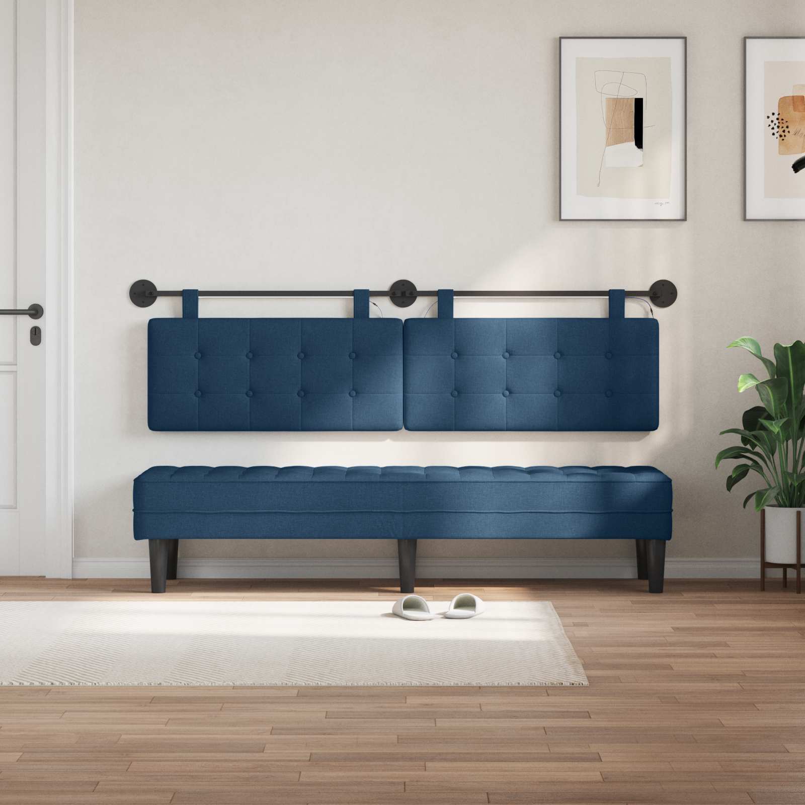 Hängendes Kopfteil Mit LED Licht Blau Stoff