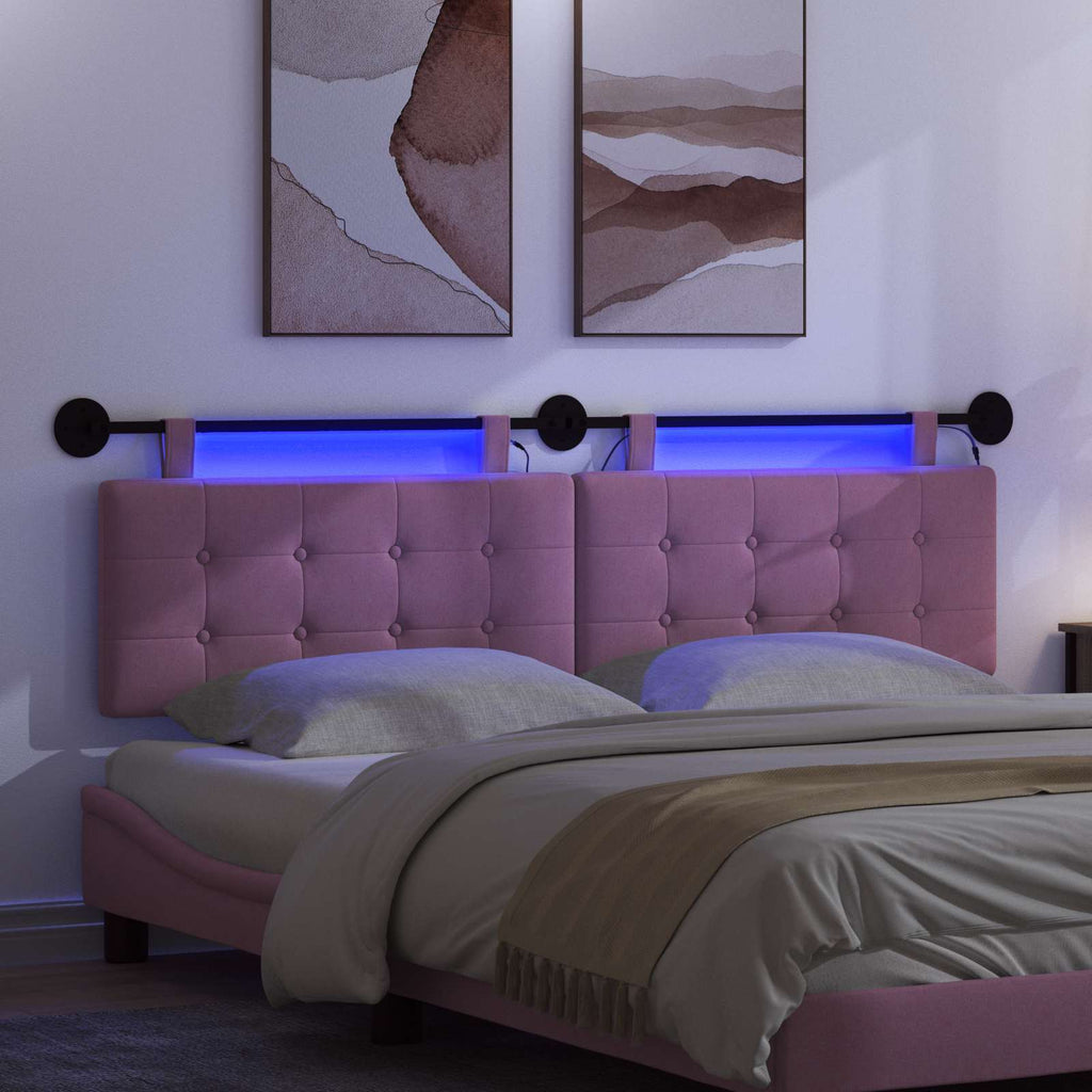 Hängendes Kopfteil Mit LED Licht Rosa Stoff