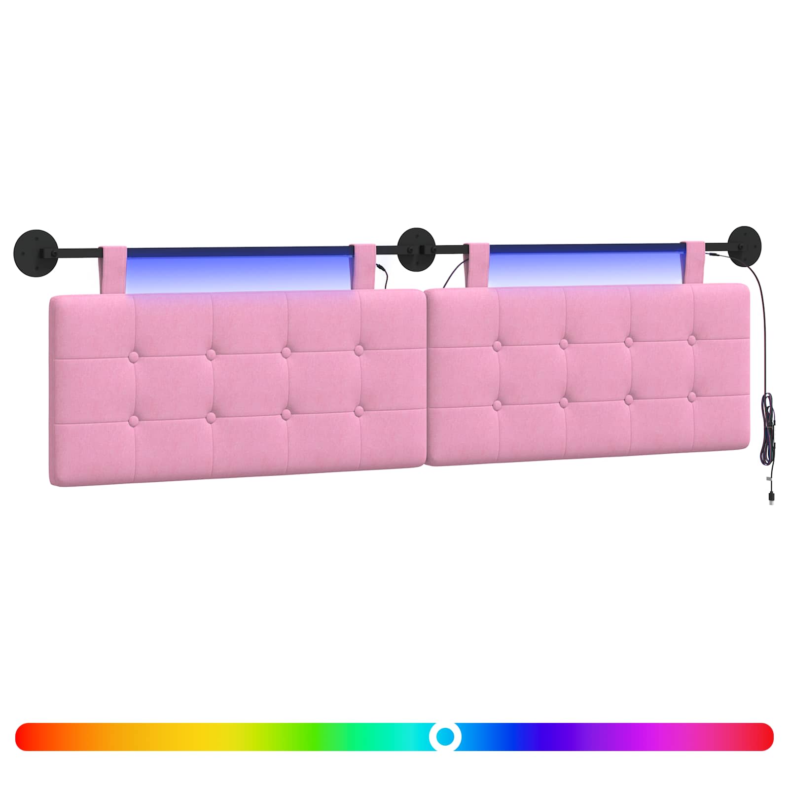 Hängendes Kopfteil Mit LED Licht Rosa Stoff