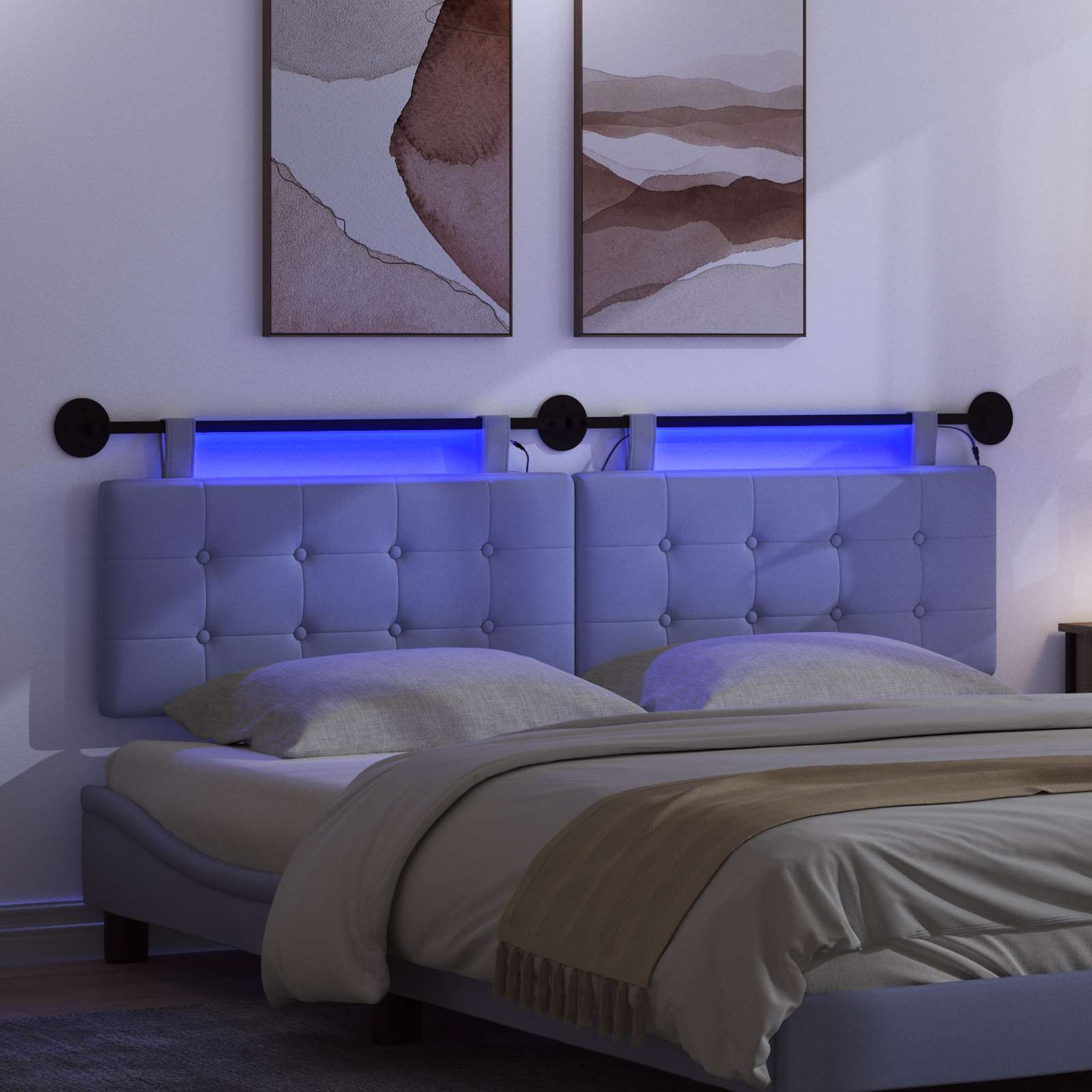 Hängendes Kopfteil Mit LED Licht Jeans blau Stoff