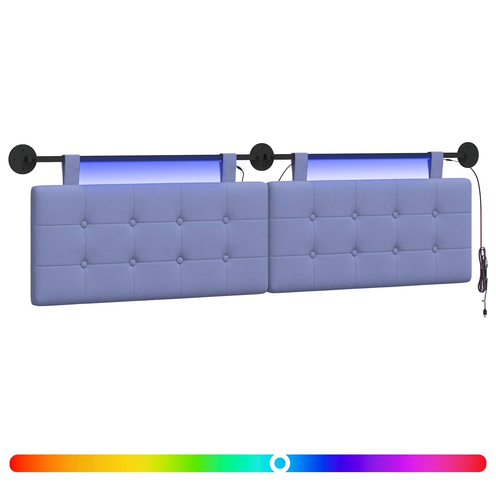 Hängendes Kopfteil Mit LED Licht Jeans blau Stoff