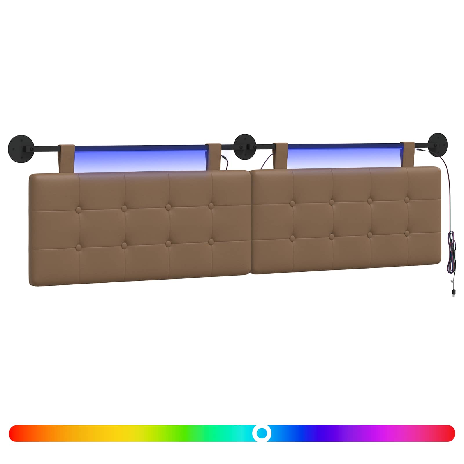 Hängendes Kopfteil Mit LED Licht Cappuccino Kunstleder