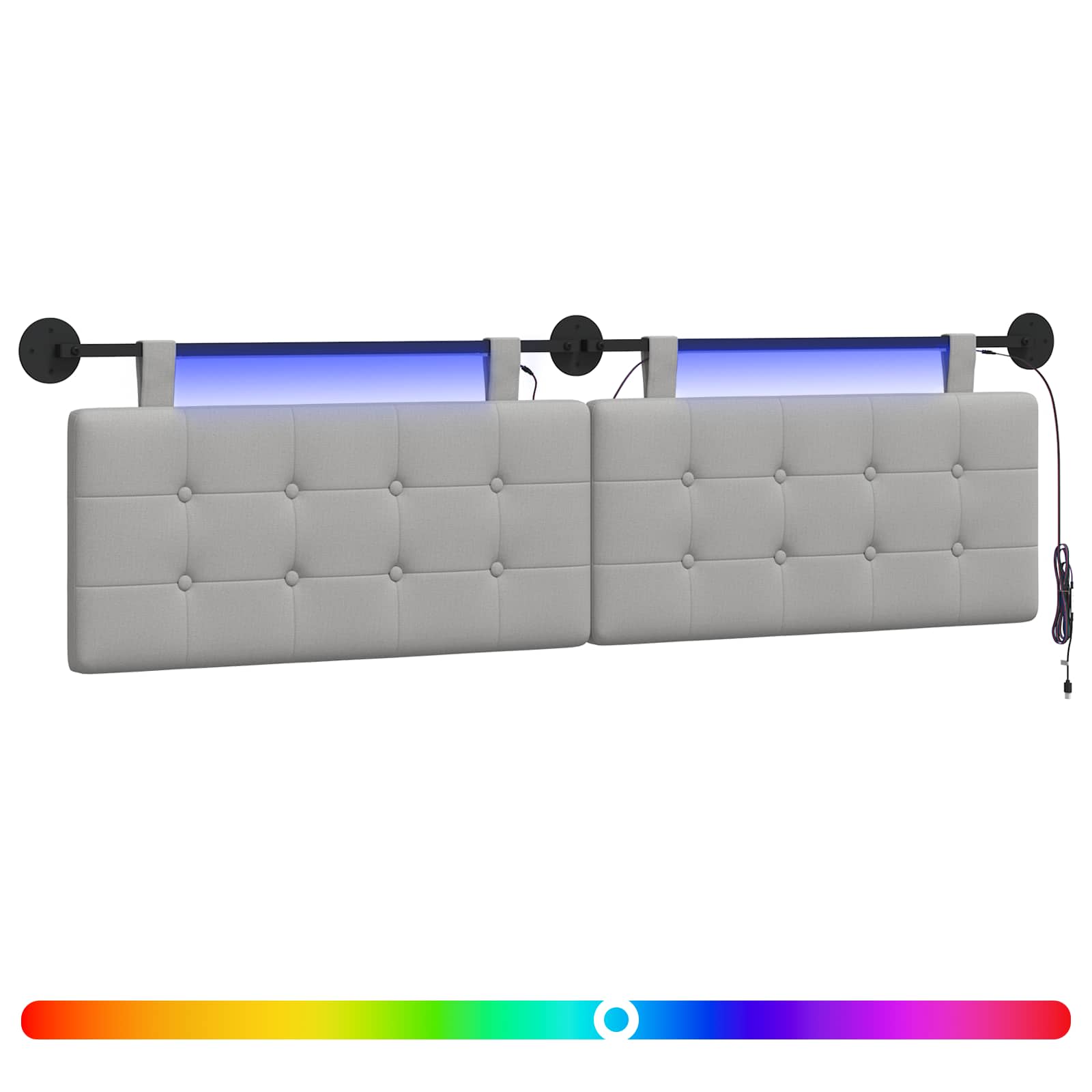 Hängendes Kopfteil Mit LED Licht Wolkengrau Stoff