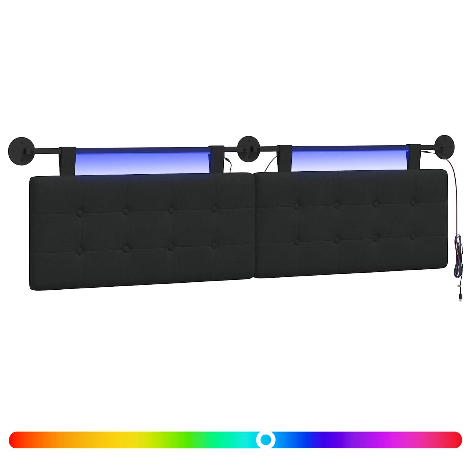 Hängendes Kopfteil Mit LED Licht Schwarz Stoff