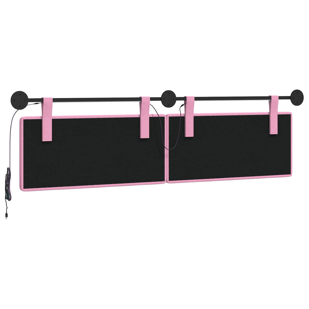 Hängendes Kopfteil Mit LED Licht Rosa Stoff