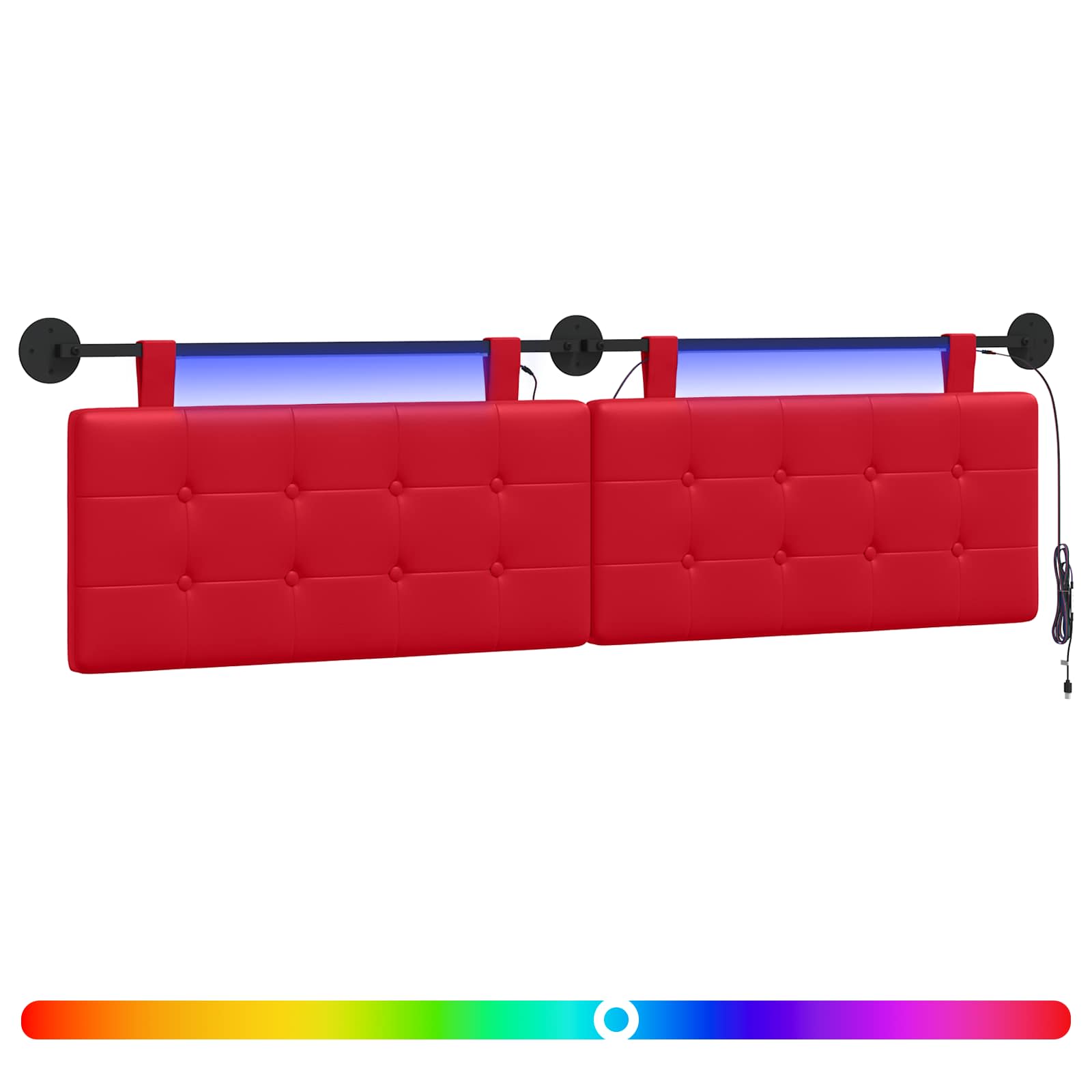 Hängendes Kopfteil Mit LED Licht Rot Kunstleder