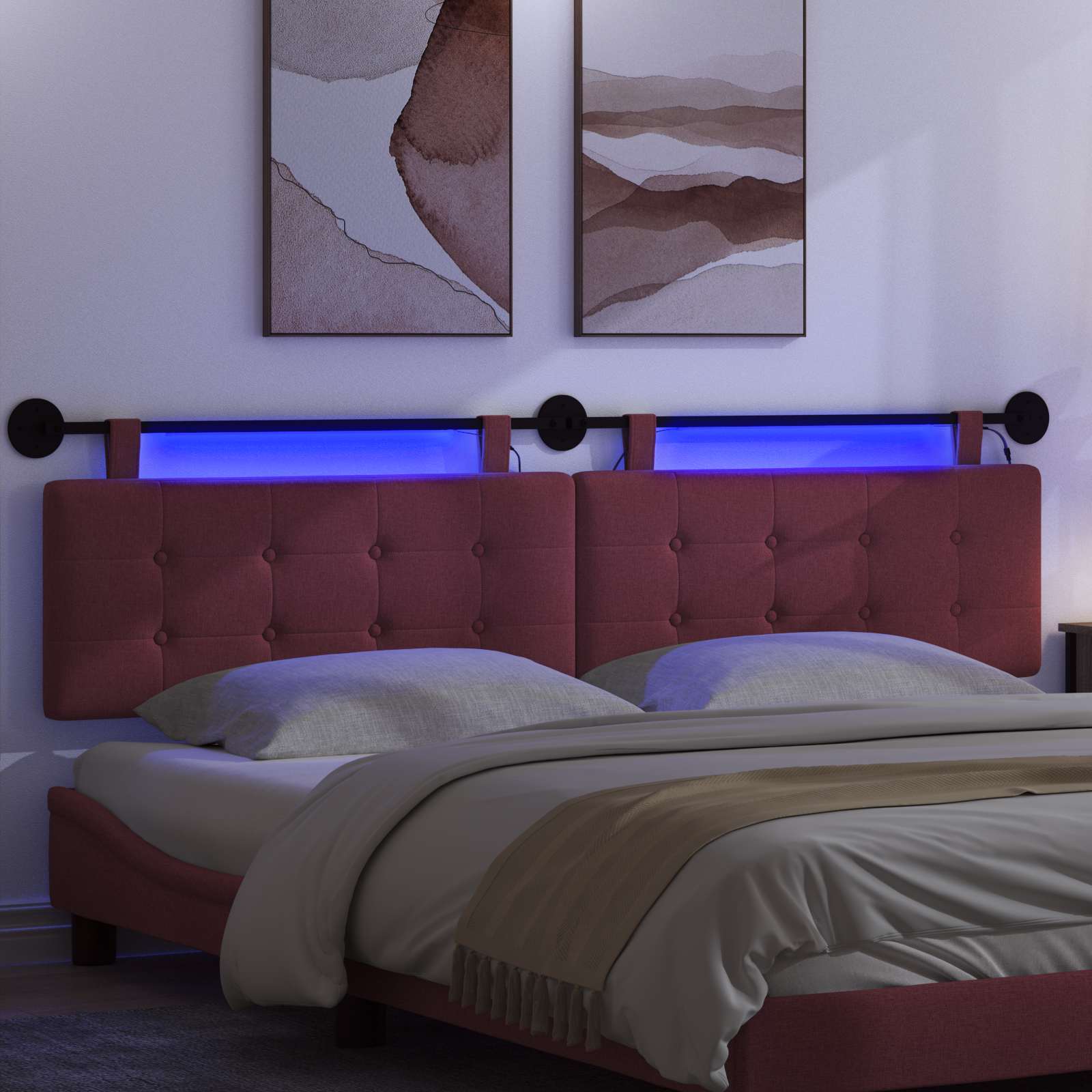 Hängendes Kopfteil Mit LED Licht Weinrot Stoff