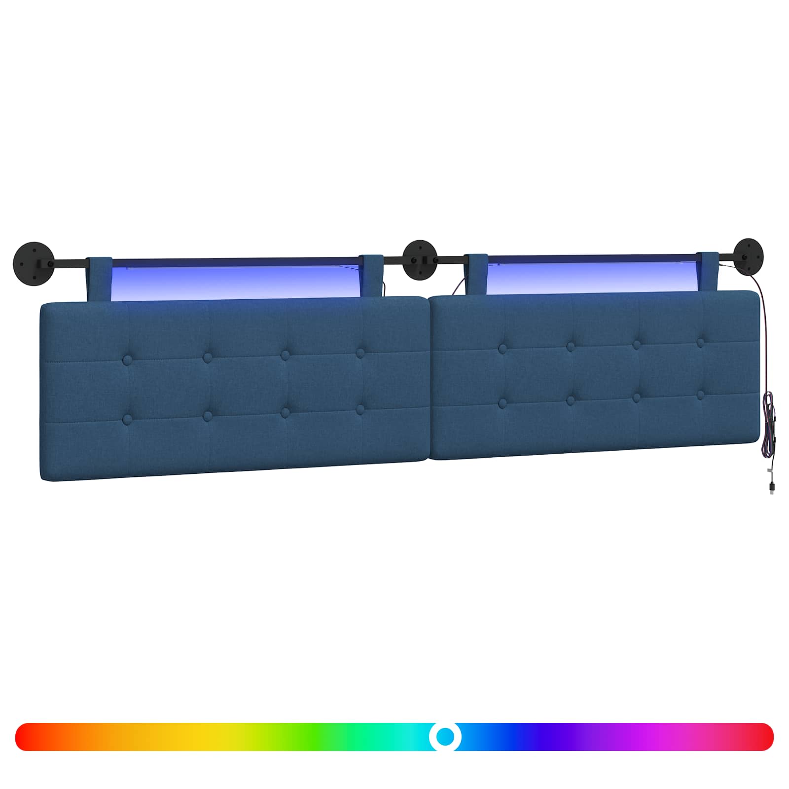 Hängendes Kopfteil Mit LED Licht Blau Stoff