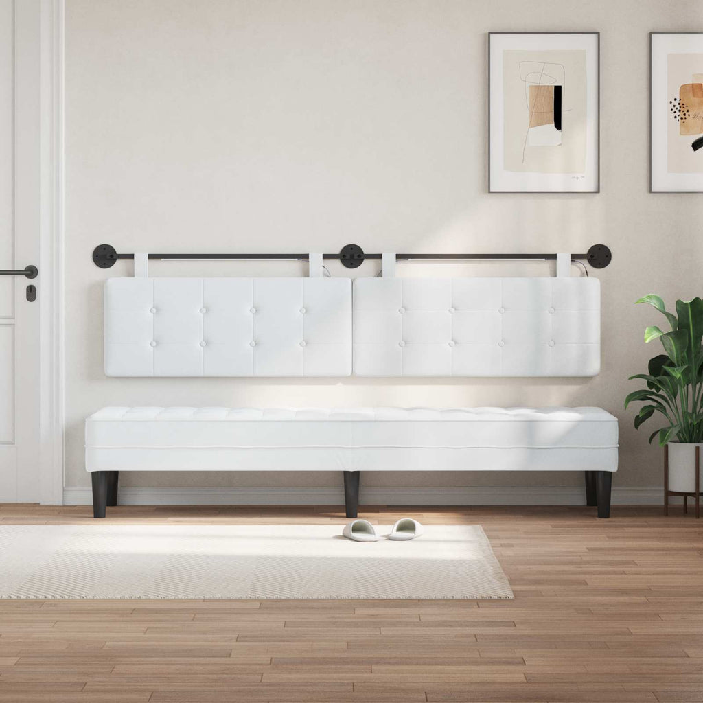 Hängendes Kopfteil Mit LED Licht Weiß Stoff