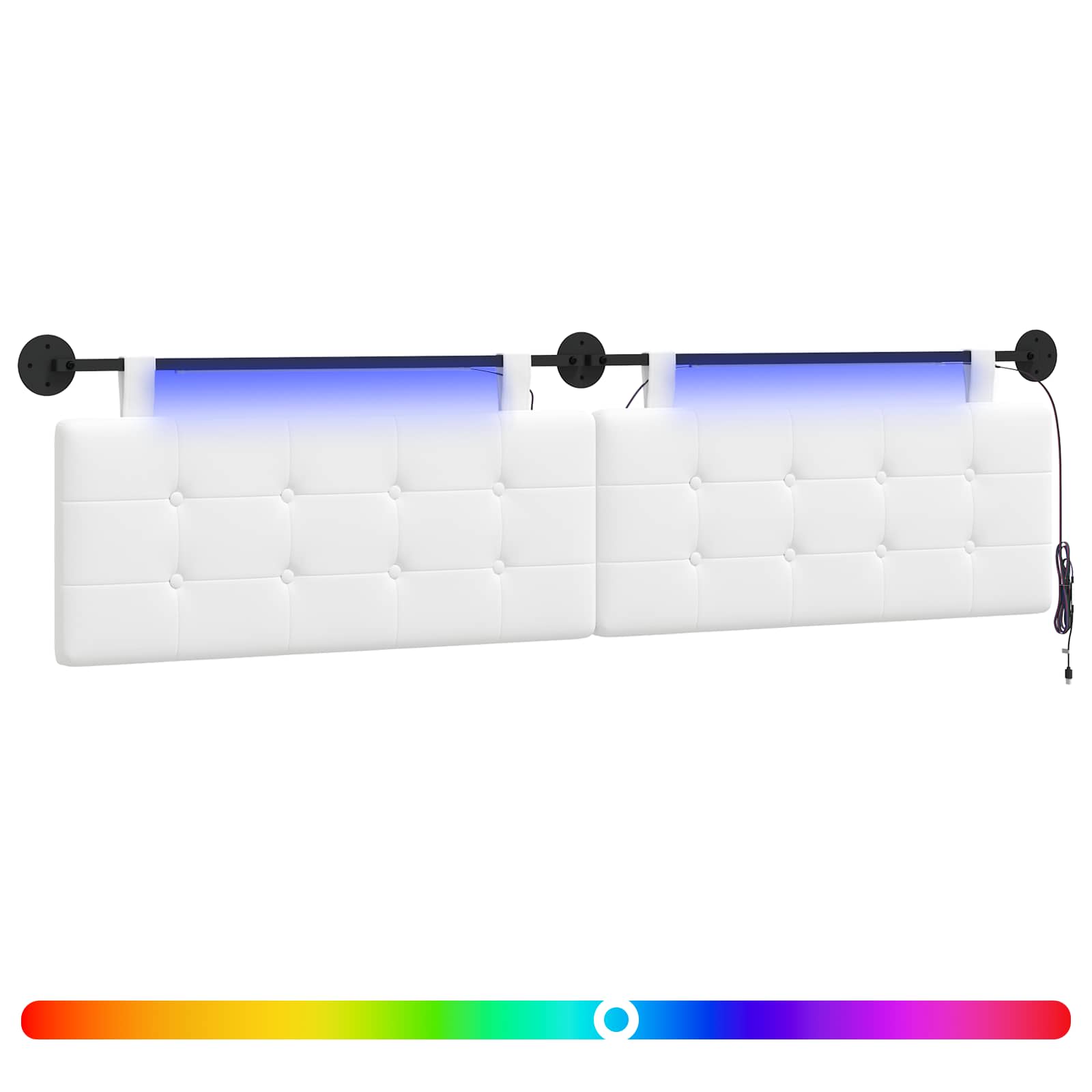 Hängendes Kopfteil Mit LED Licht Weiß Stoff
