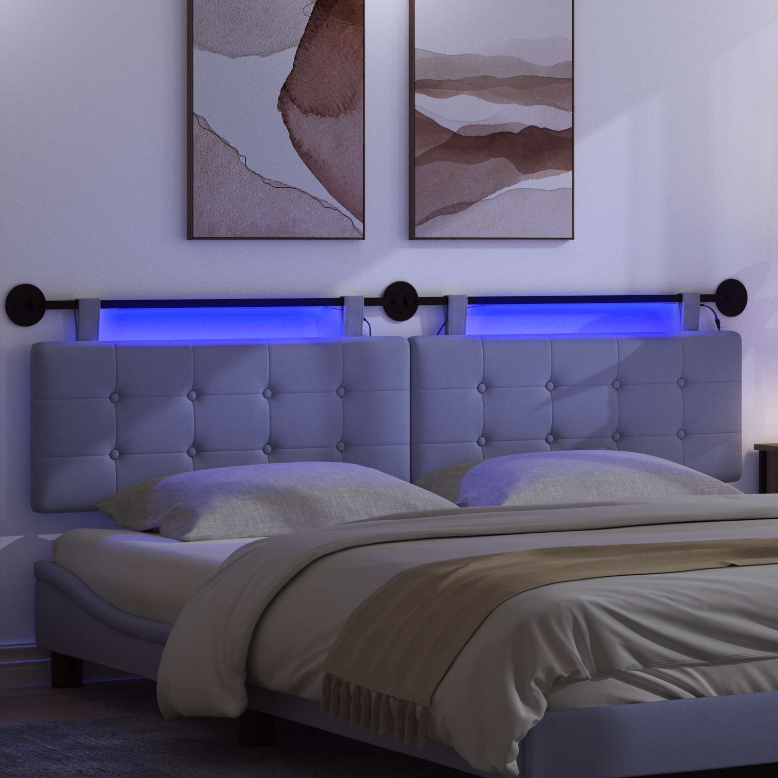 Hängendes Kopfteil Mit LED Licht Jeans blau Stoff