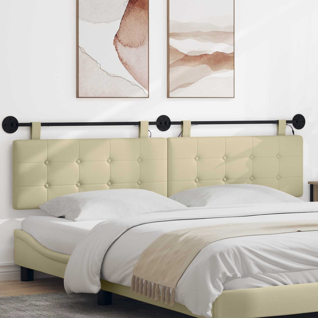 Hängendes Kopfteil Mit LED Licht Creme Kunstleder