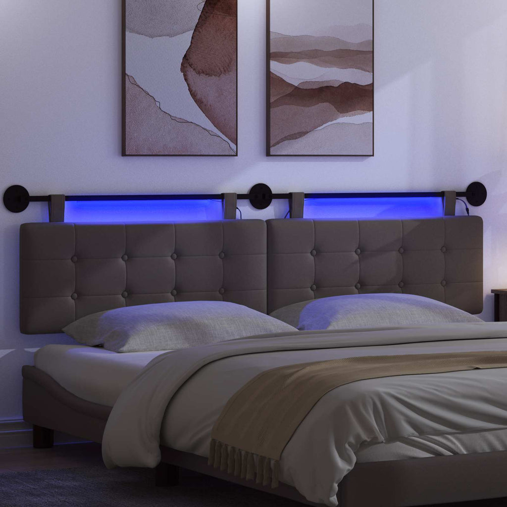 Hängendes Kopfteil Mit LED Licht Grau Kunstleder