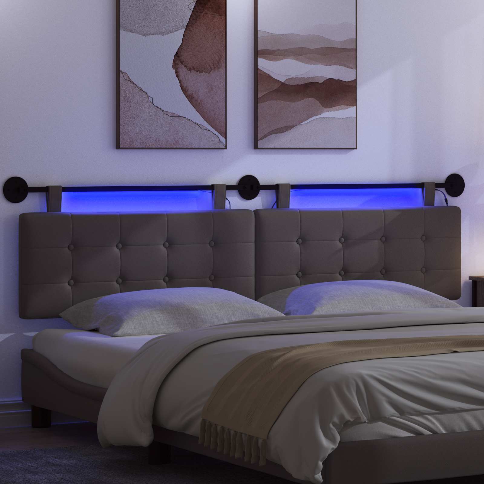 Hängendes Kopfteil Mit LED Licht Grau Kunstleder