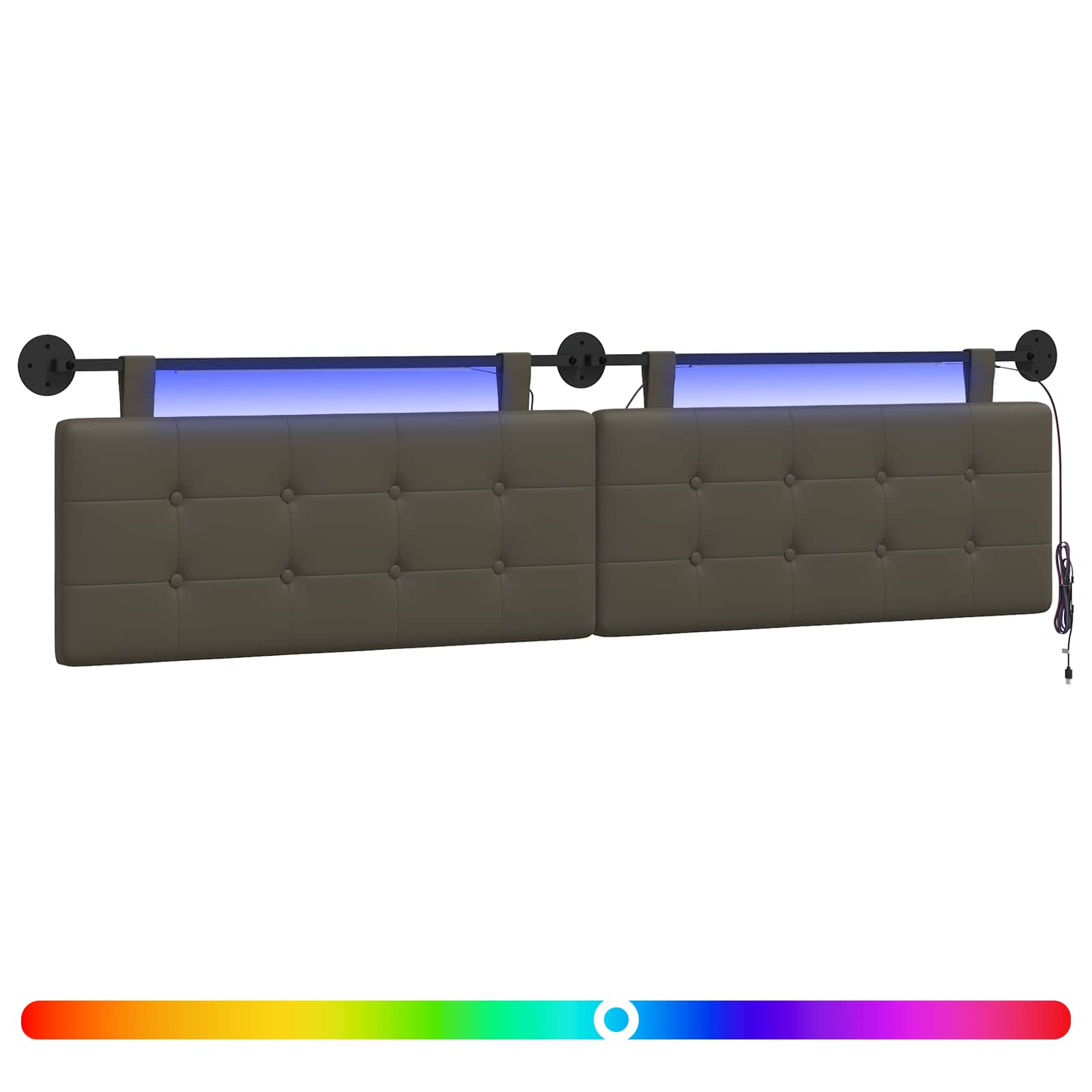 Hängendes Kopfteil Mit LED Licht Grau Kunstleder