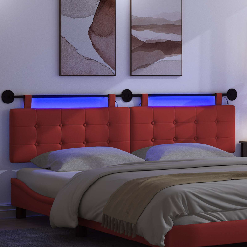 Hängendes Kopfteil Mit LED Licht Rot Kunstleder