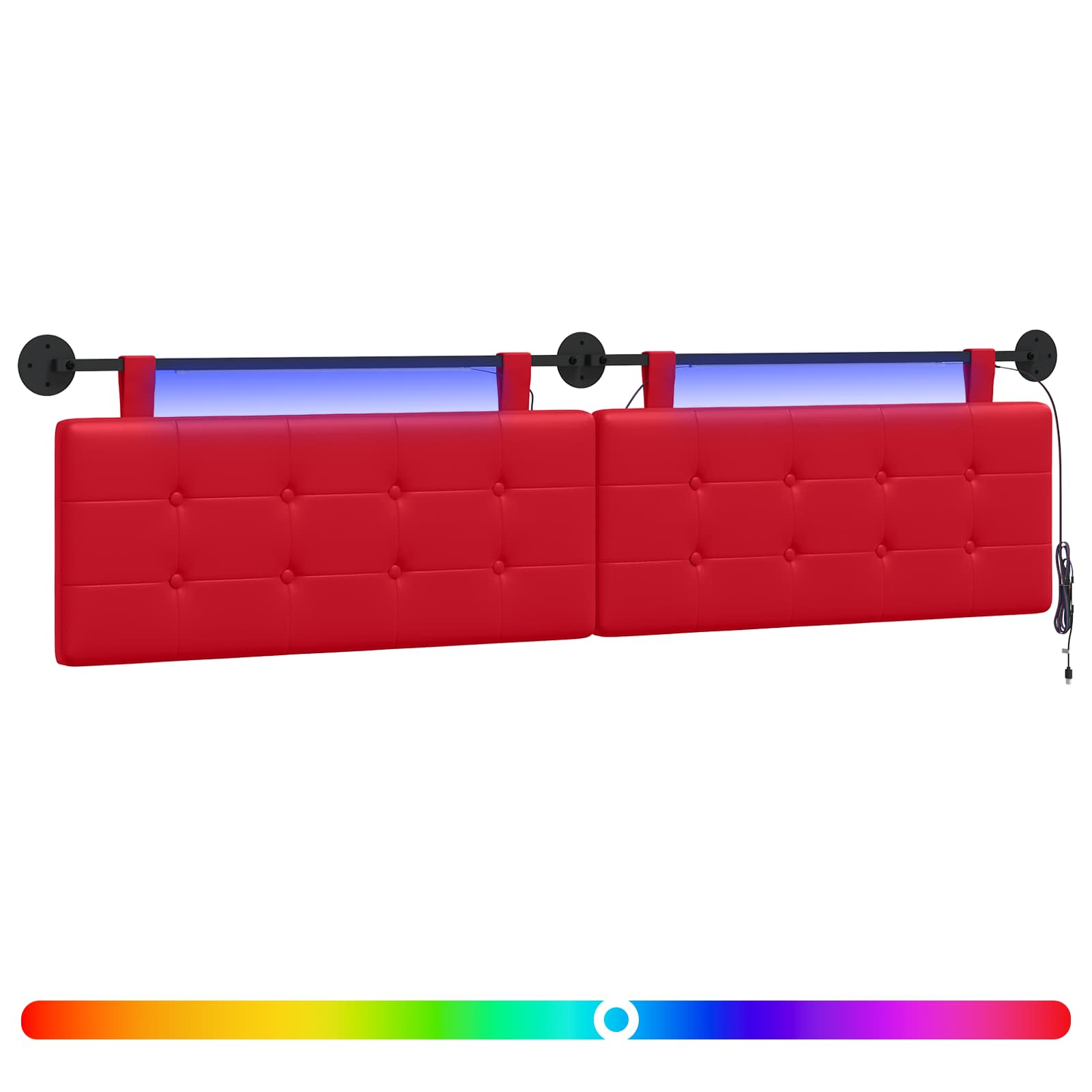 Hängendes Kopfteil Mit LED Licht Rot Kunstleder