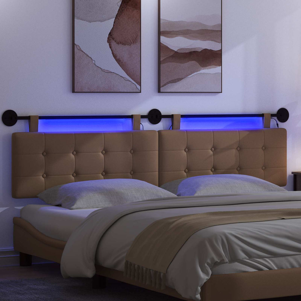 Hängendes Kopfteil Mit LED Licht Cappuccino Kunstleder