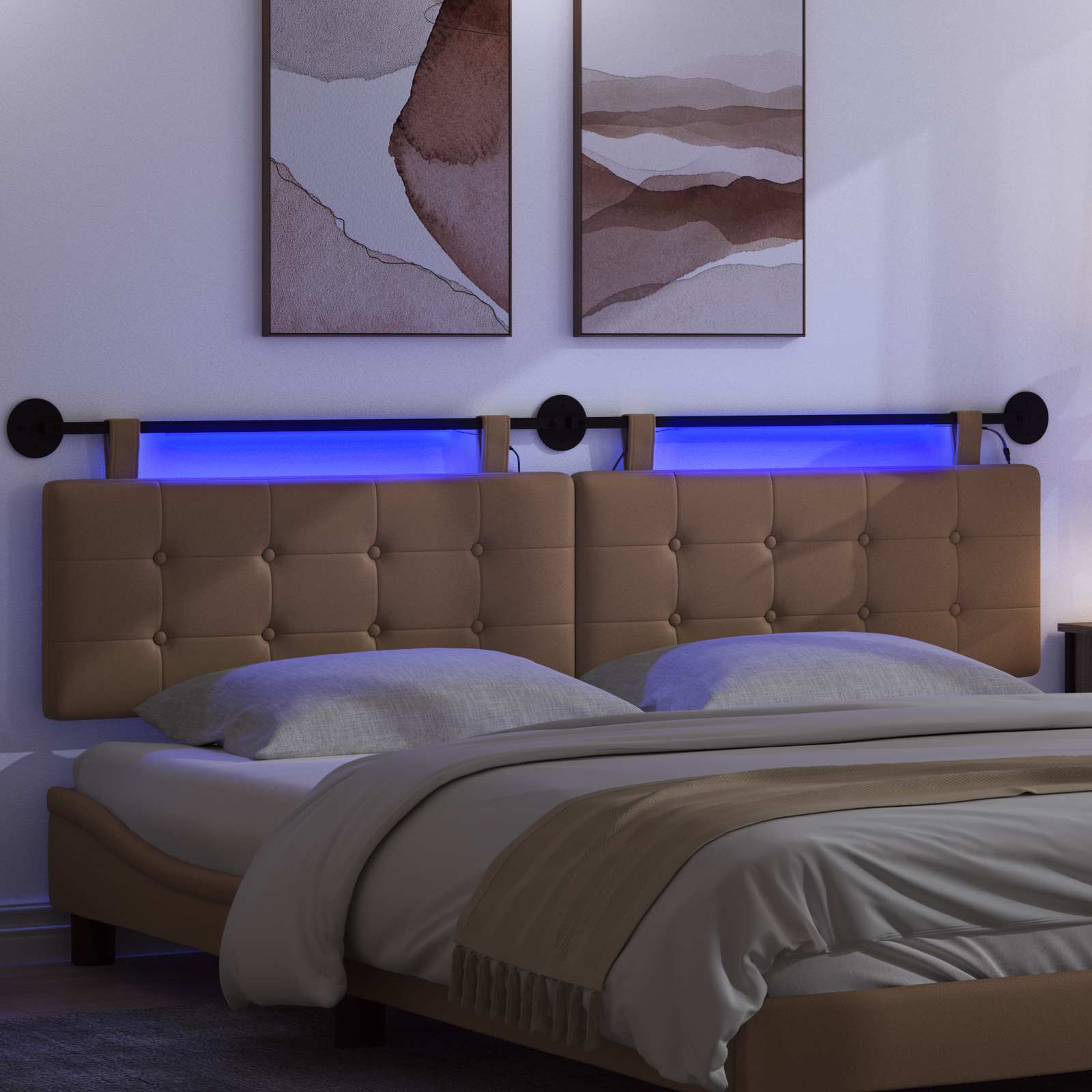 Hängendes Kopfteil Mit LED Licht Cappuccino Kunstleder