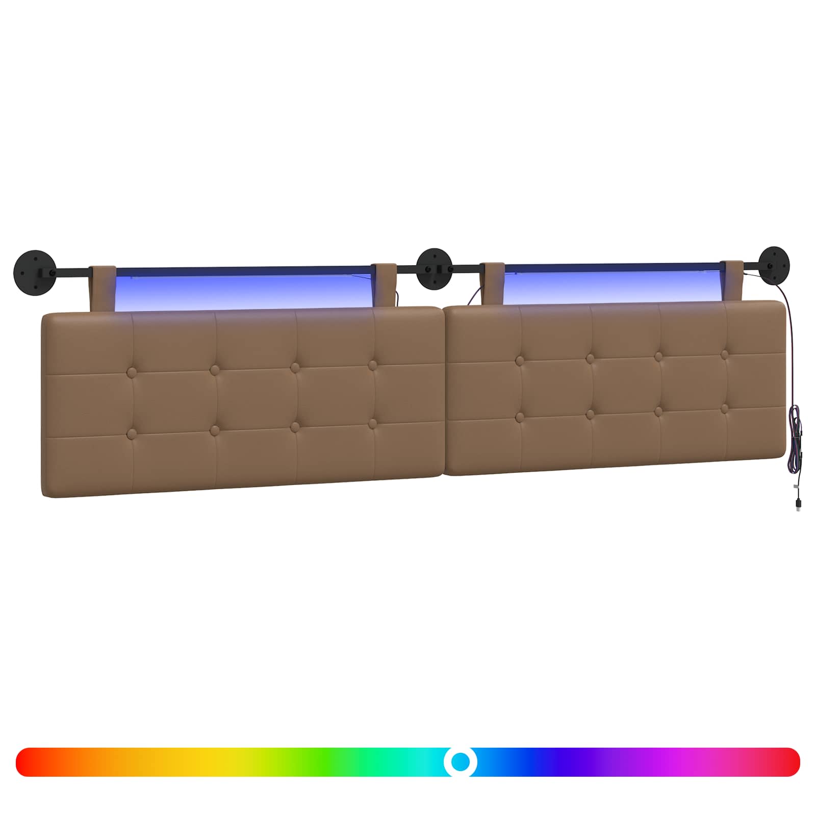 Hängendes Kopfteil Mit LED Licht Cappuccino Kunstleder