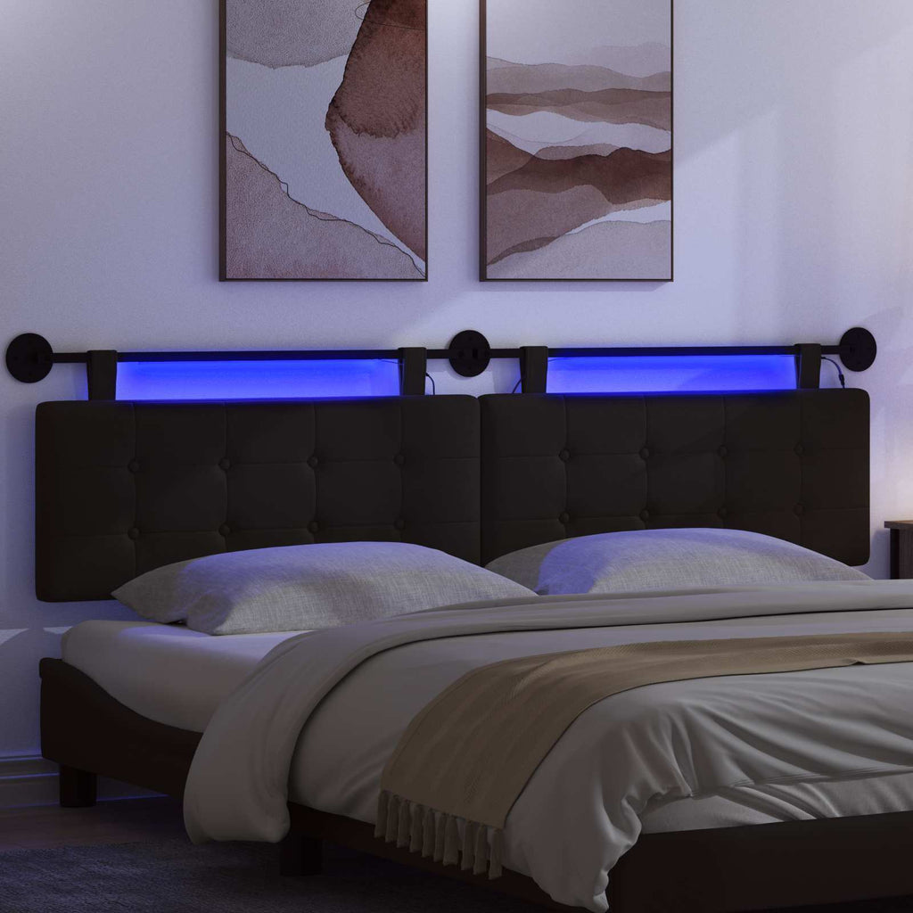 Hängendes Kopfteil Mit LED Licht Schwarz Kunstleder