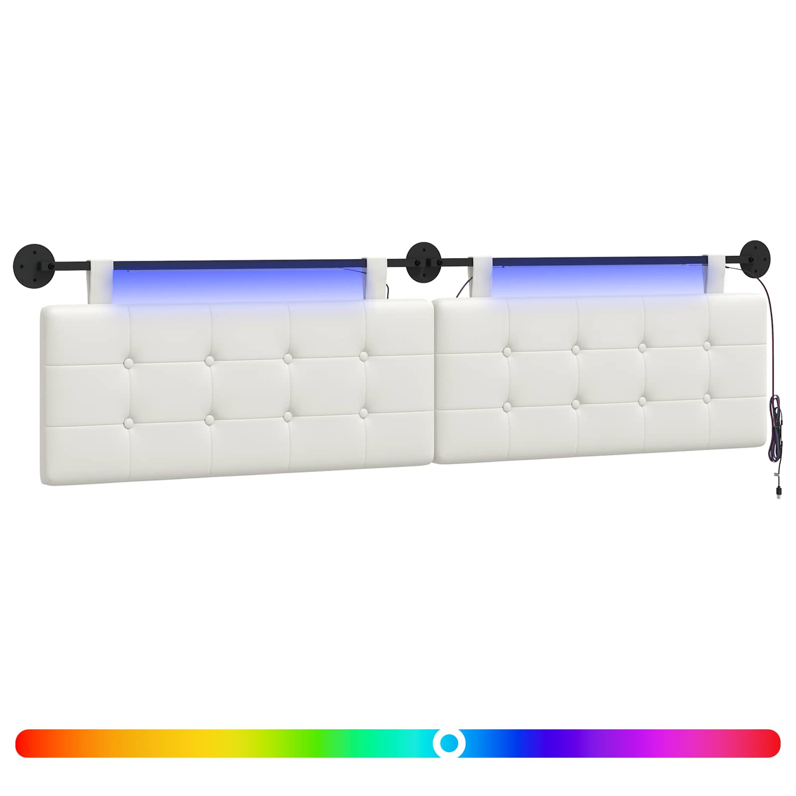 Hängendes Kopfteil Mit LED Licht Weiß Kunstleder