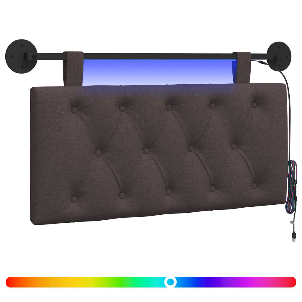 Hängendes Kopfteil Mit LED Licht Dunkelbraun Stoff
