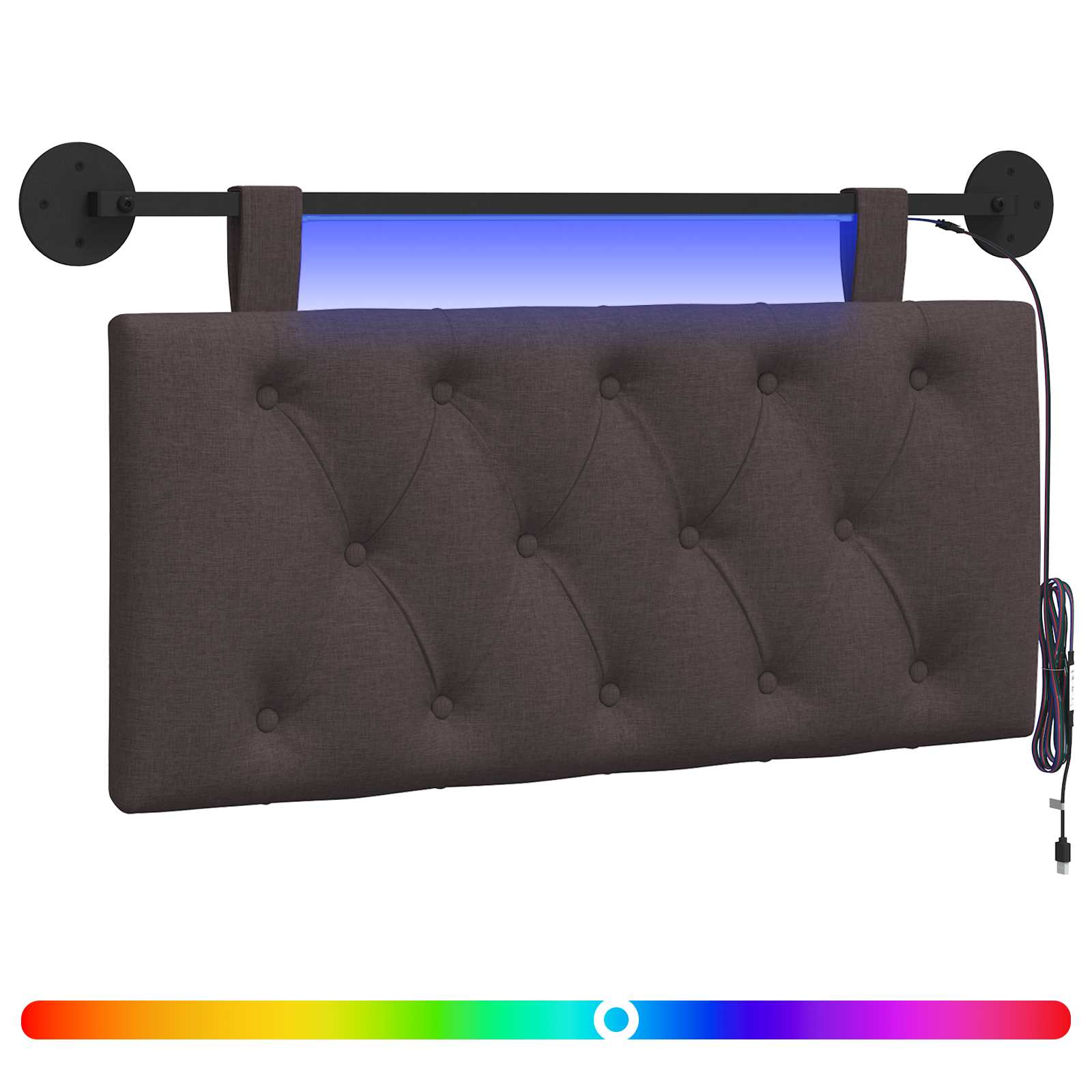 Hängendes Kopfteil Mit LED Licht Dunkelbraun Stoff
