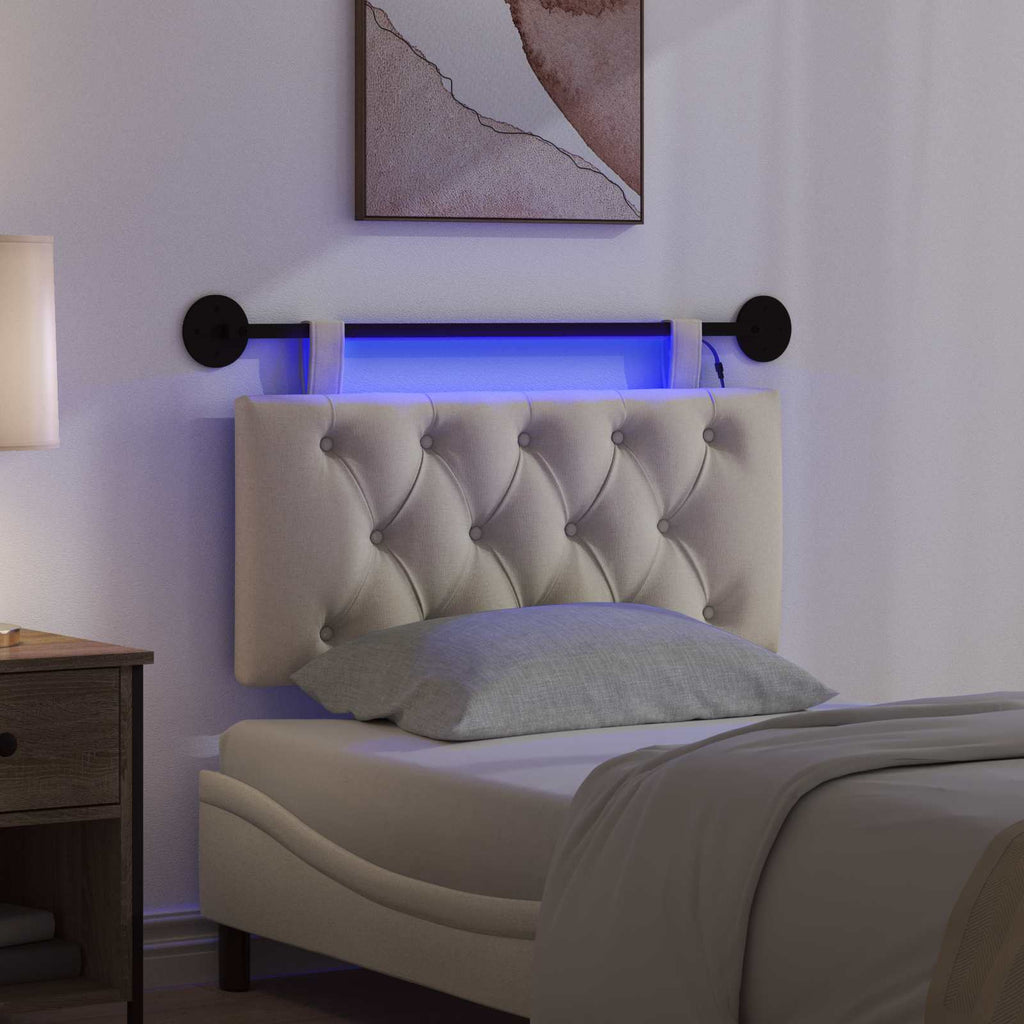 Hängendes Kopfteil Mit LED Licht Creme Stoff