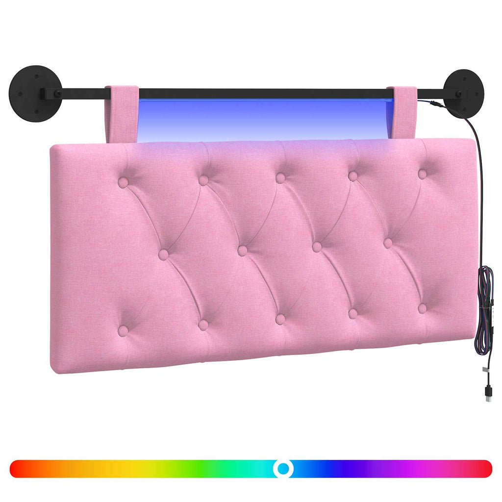Hängendes Kopfteil Mit LED Licht Rosa Stoff