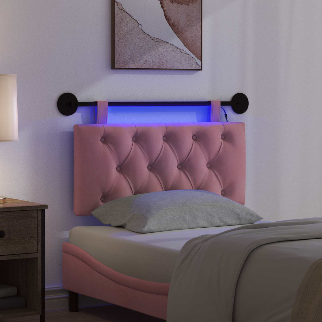 Hängendes Kopfteil Mit LED Licht Rosa Samt