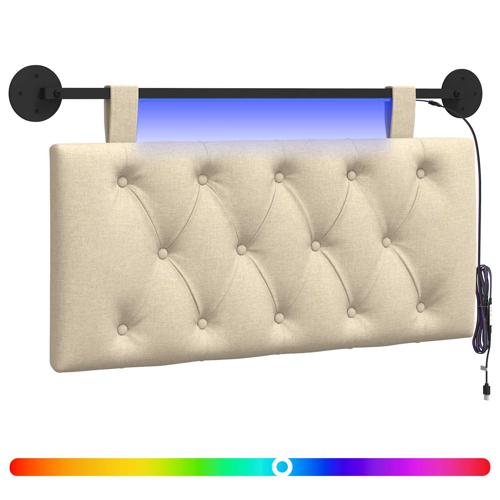 Hängendes Kopfteil Mit LED Licht Creme Stoff