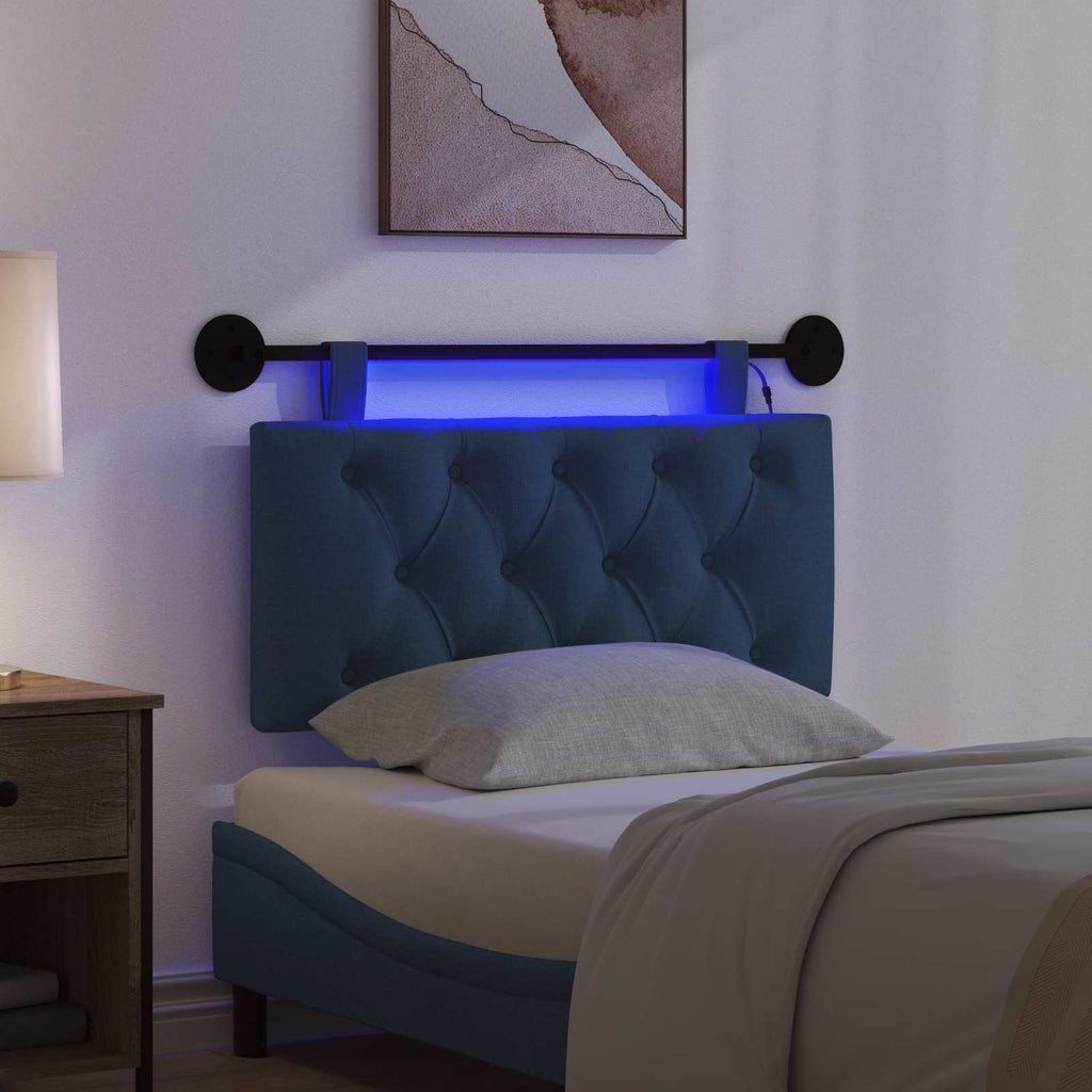 Hängendes Kopfteil Mit LED Licht Blau Stoff