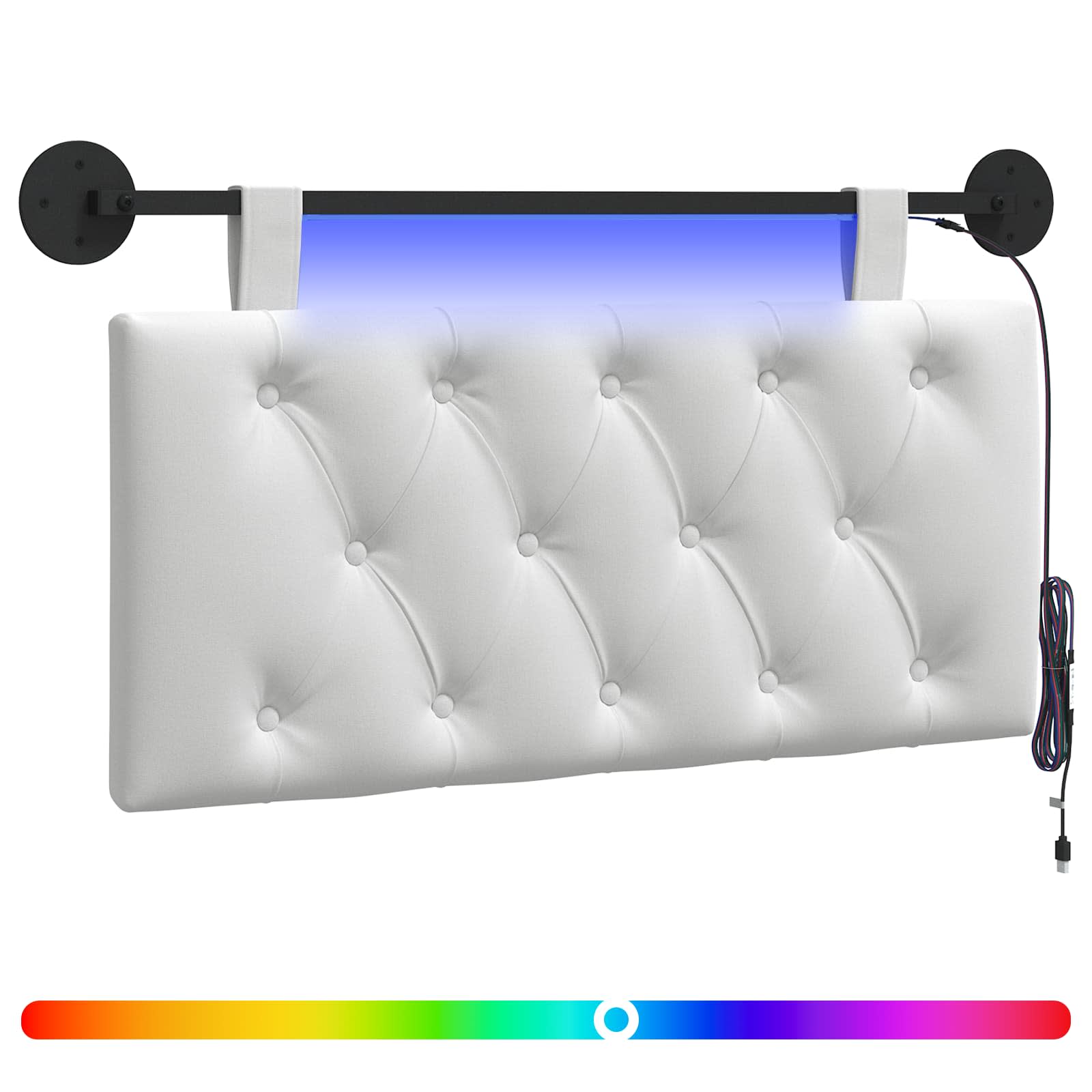 Hängendes Kopfteil Mit LED Licht Weiß Stoff