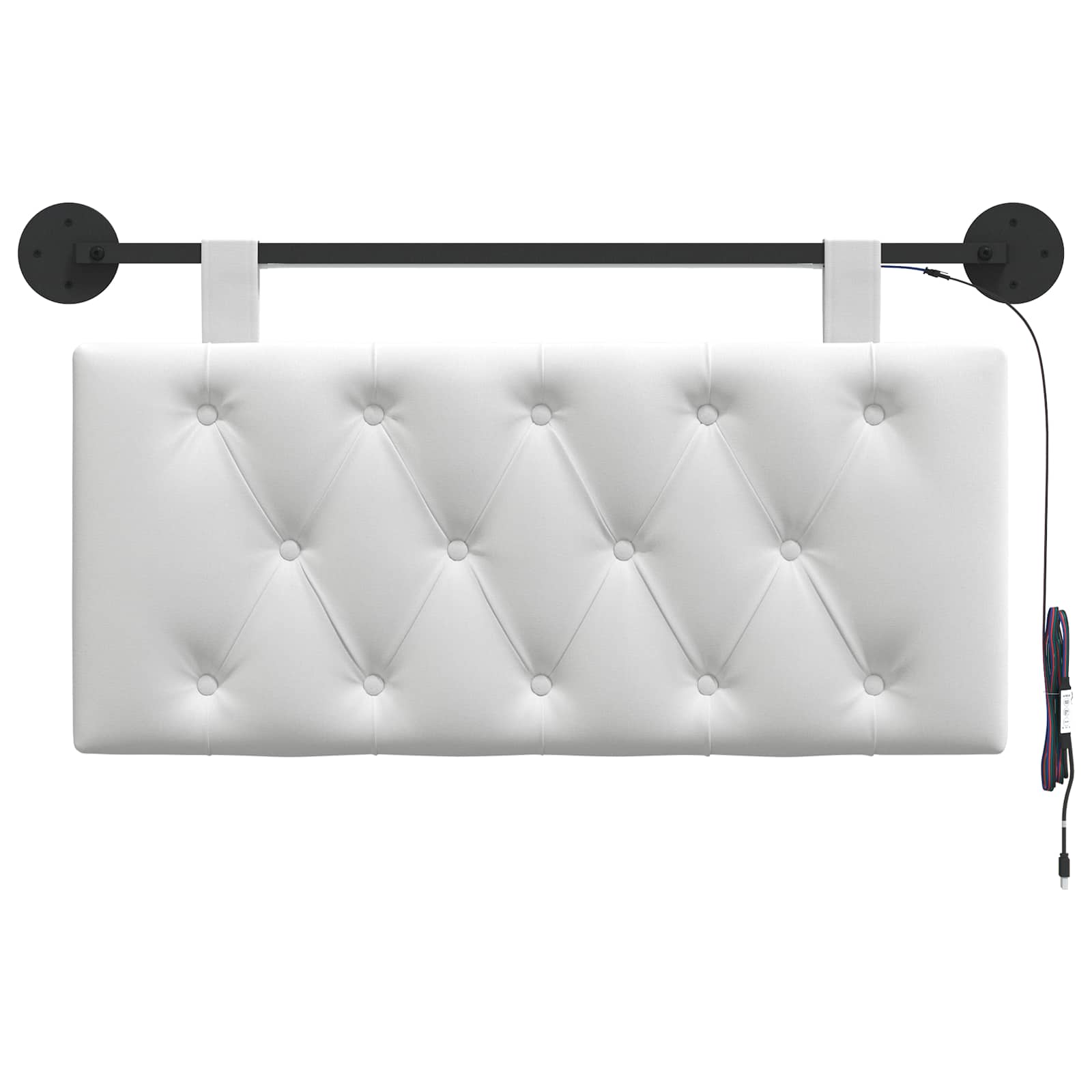 Hängendes Kopfteil Mit LED Licht Weiß Stoff