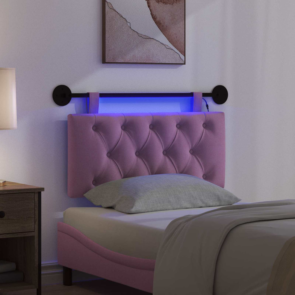 Hängendes Kopfteil Mit LED Licht Rosa Stoff