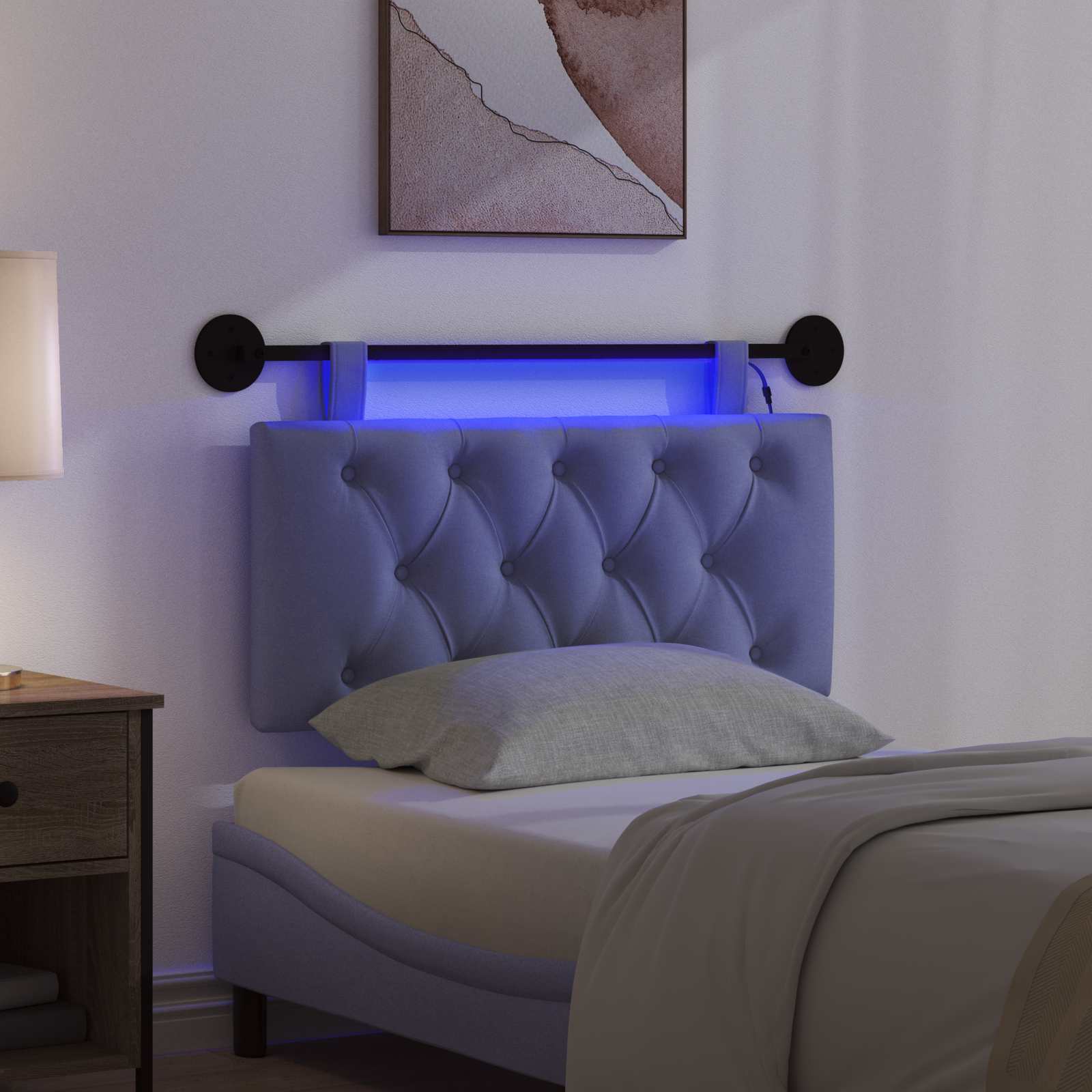 Hängendes Kopfteil Mit LED Licht Jeans blau Stoff