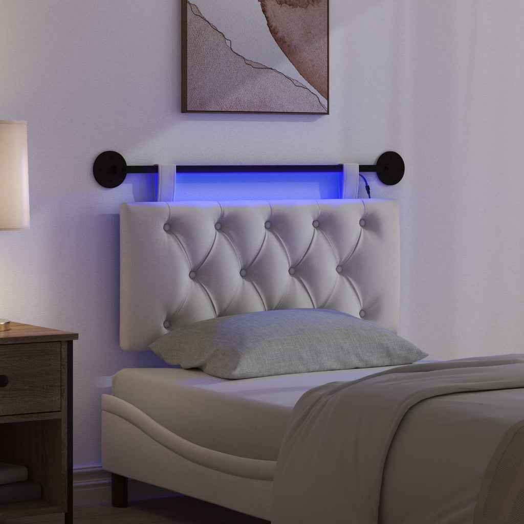 Hängendes Kopfteil Mit LED Licht Creme Samt